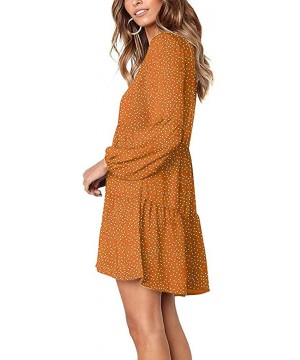 Dresses for Women Casual Fall-Women Summer Tunic Dress V Neck 3/4 Sleeve Casual Loose Flowy Swing Shift Dresses - Z1-orange -...