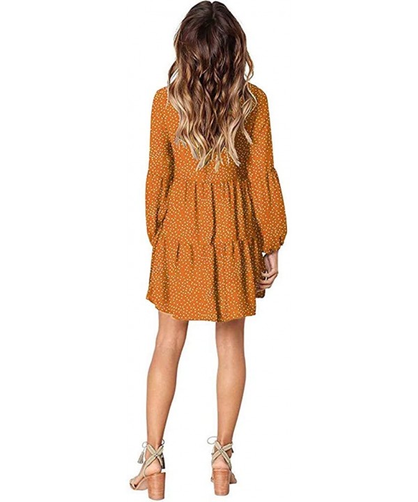 Dresses for Women Casual Fall-Women Summer Tunic Dress V Neck 3/4 Sleeve Casual Loose Flowy Swing Shift Dresses - Z1-orange -...