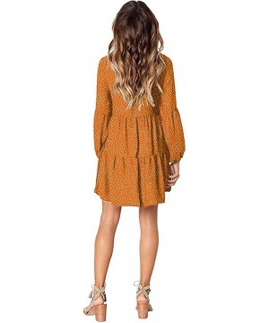 Dresses for Women Casual Fall-Women Summer Tunic Dress V Neck 3/4 Sleeve Casual Loose Flowy Swing Shift Dresses - Z1-orange -...