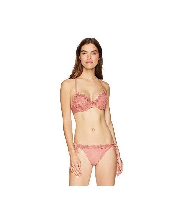 Women's Swimwear Lara Lace Side Tie Bikini Bottom - Deep Rose - C8187ITRUSO $10.64-Tankinis