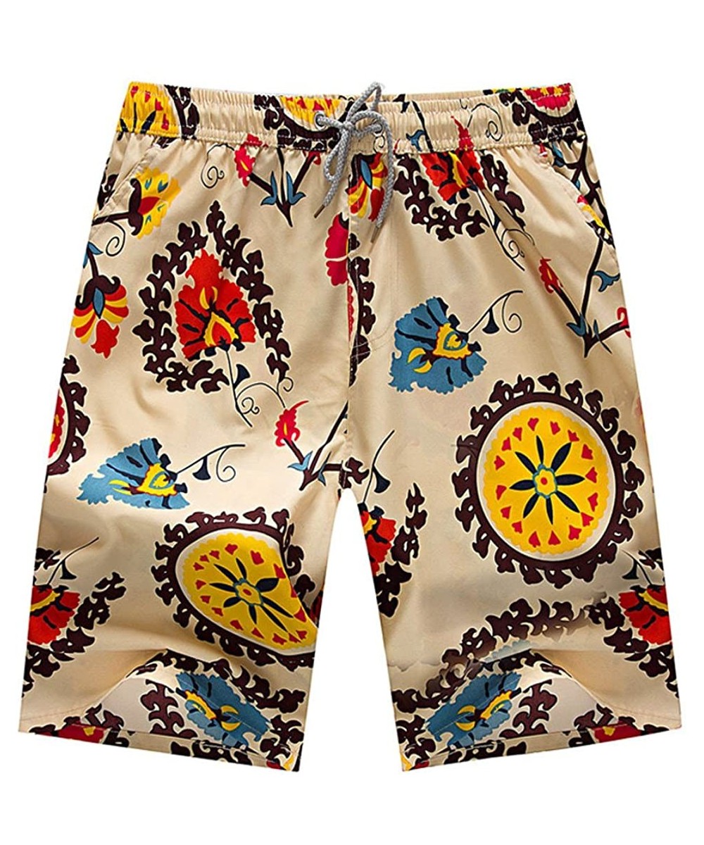 Mens Swim Trunks Short Summer3D Print Graphic Casual Athletic Swimming Short - Beige 13 - CR18S0YYOE5 $16.96-Trunks