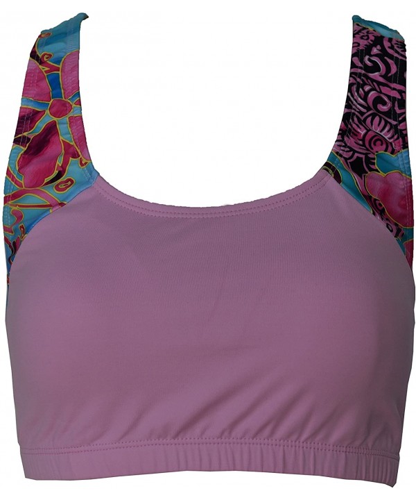 Women Plus Size UPF 50+ Swim Raglan Tank Bra Top Rash Guard - Pink With Skyblue Pink - C21842463Q3 $25.96-Rash Guards