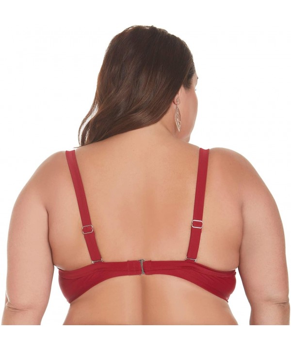 Full Coverage Women's Underwire Swim Top-Plus - Pomegranate - CC194A27NUG $33.19-Tops