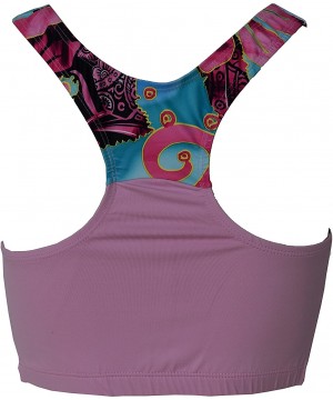 Women Plus Size UPF 50+ Swim Raglan Tank Bra Top Rash Guard - Pink With Skyblue Pink - C21842463Q3 $25.96-Rash Guards