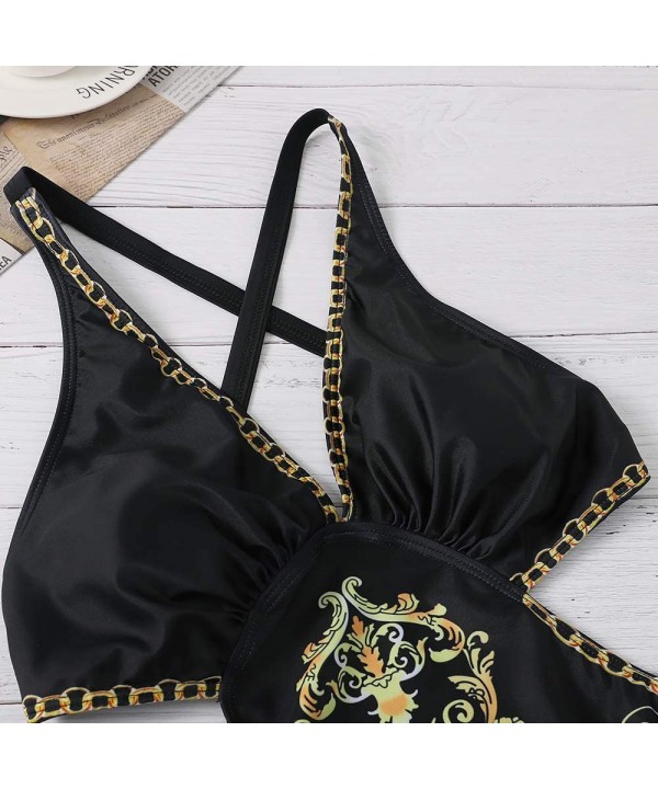 Vintage Floral One Piece Swimsuits Sexy Backless Hollow Out Bathing Suit Beachwear for Women - A - C91984ZLZHG $13.41-One-Pieces