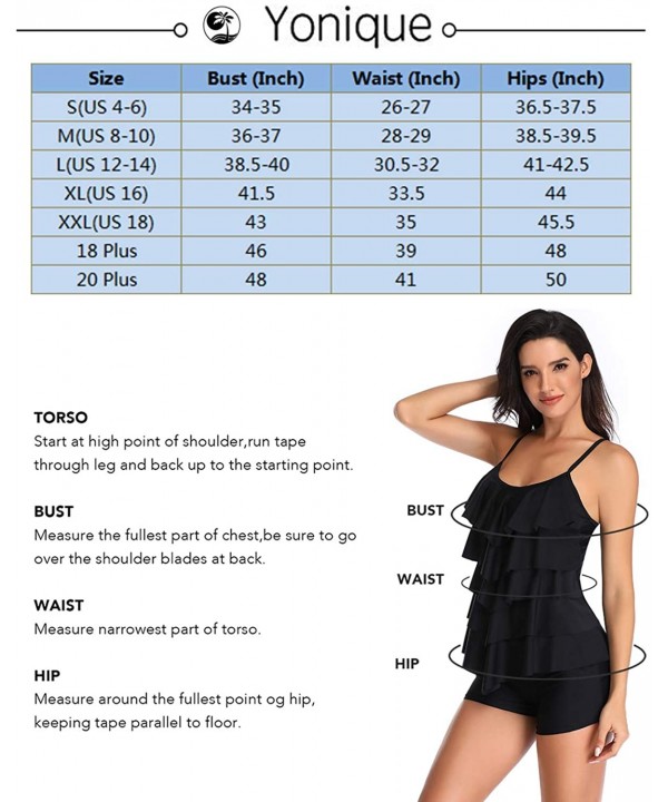 Womens One Shoulder Slimming Tankini Swimsuit Ruffle Two Piece Swimwear Strapless Swim Suit - Black - CM192SUKSTH $27.67-One-...