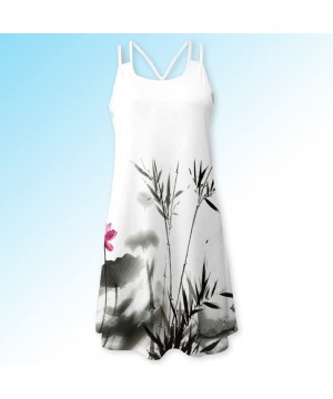 Women Dresses Women's Vintage 3D Floral Print Beach Tank Swing Dress Sleeveless T Shirt Mini Short Cami Dress 5 - CD19CDK50QR...