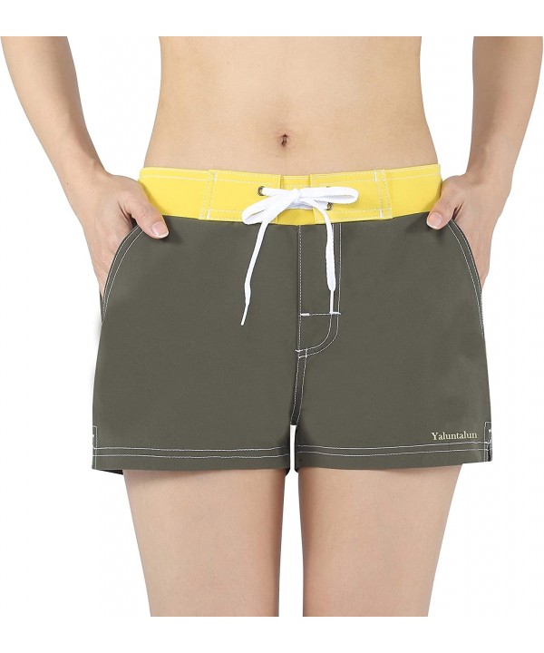 Women Board Shorts Swimwear Trunks Sports Quick Dry Swim Bottom with Inner Liner - Army Green - CG18TNOUHLU $20.05-Tankinis