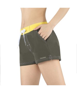 Women Board Shorts Swimwear Trunks Sports Quick Dry Swim Bottom with Inner Liner - Army Green - CG18TNOUHLU $20.05-Tankinis