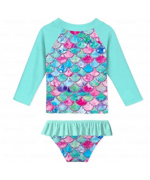 Girls Long Sleeve Rashguard Swimsuit Set Two Piece Beach Bikinki Swimwear Bathing Suits with UPF 50+ 2-8 Years - A Colorful M...