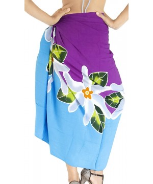 Womens Hawaii Sarongs for Women Plus Size Beach Wrap Skirt Hand Paint A - Turquoise_t35 - CQ121U7YG99 $21.12-Cover-Ups