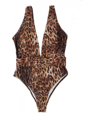 Womens One Piece Swimsuit Deep V Monokini Backless Sexy Bathing Suit - Leopard - CL18T0K5XG4 $23.67-One-Pieces