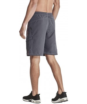 Men's Classic Fit Quick Dry Sports Shorts Lightweight Summer Beach Short with Pockets - Grey - CX18UD6I9ID $13.75-Board Shorts