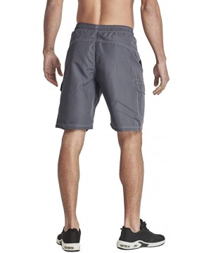 Men's Classic Fit Quick Dry Sports Shorts Lightweight Summer Beach Short with Pockets - Grey - CX18UD6I9ID $13.75-Board Shorts