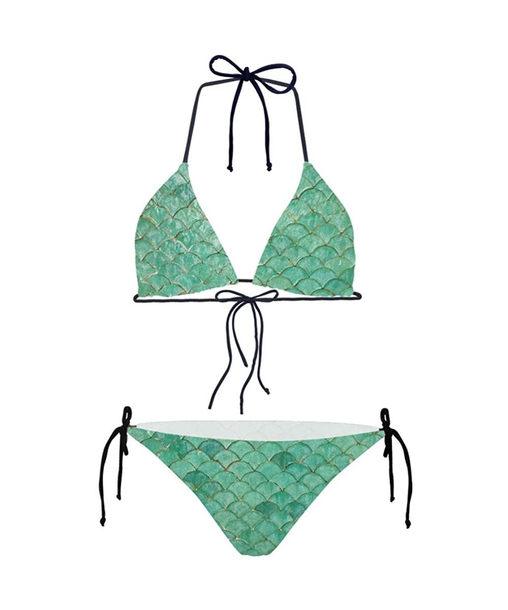 Animals Pattern Women's Bikini Swimwear Top and Side Tie Sexy Swimsuits - Scale 5 - CM18TWDHTRK $26.95-Racing