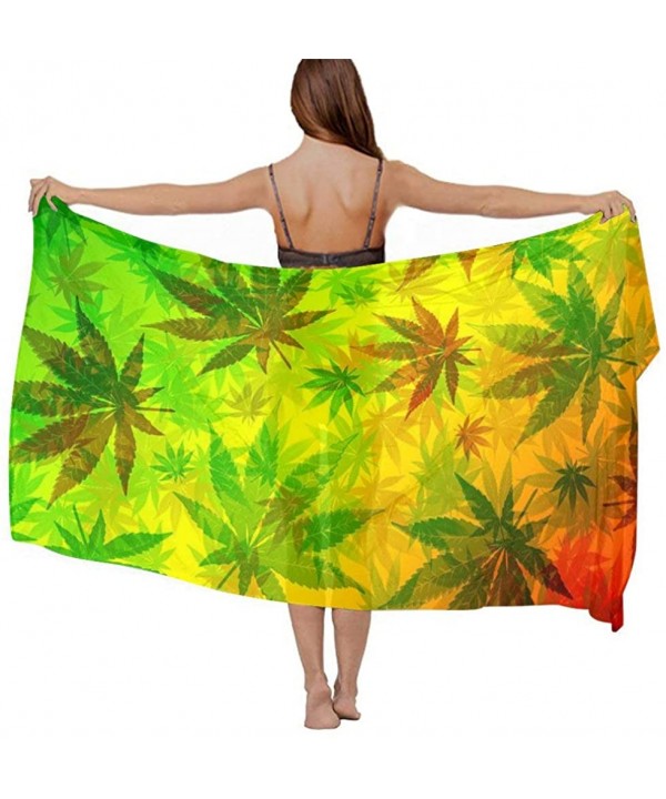 Women Luxury Chiffon Swimwear Cover Up- Oversize Beach Sarong Shawl Wrap - Rasta Marijuana Weed Leaves - C219C49MQKU $27.79-C...