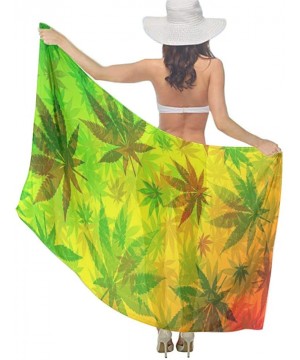 Women Luxury Chiffon Swimwear Cover Up- Oversize Beach Sarong Shawl Wrap - Rasta Marijuana Weed Leaves - C219C49MQKU $27.79-C...