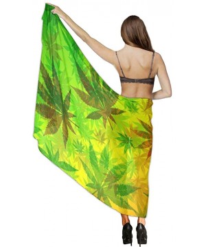 Women Luxury Chiffon Swimwear Cover Up- Oversize Beach Sarong Shawl Wrap - Rasta Marijuana Weed Leaves - C219C49MQKU $27.79-C...