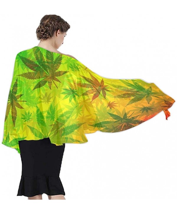 Women Luxury Chiffon Swimwear Cover Up- Oversize Beach Sarong Shawl Wrap - Rasta Marijuana Weed Leaves - C219C49MQKU $27.79-C...