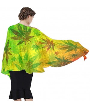 Women Luxury Chiffon Swimwear Cover Up- Oversize Beach Sarong Shawl Wrap - Rasta Marijuana Weed Leaves - C219C49MQKU $27.79-C...