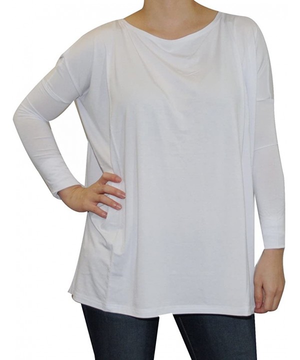 Women's Famous Long Sleeve Bamboo Top Loose Fit Bleach White L - White - CH11K6QNVNN $14.43-Sets