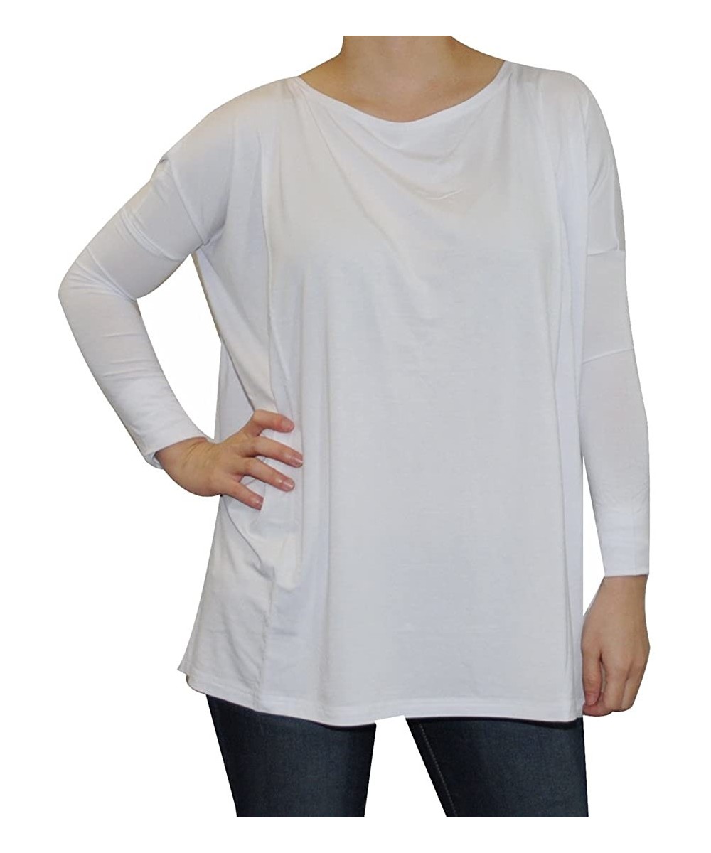 Women's Famous Long Sleeve Bamboo Top Loose Fit Bleach White L - White - CH11K6QNVNN $14.43-Sets