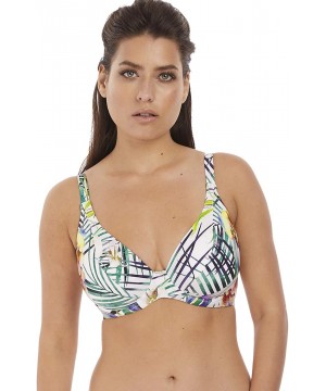 Playa Blanca Plunge Bikini Top - Multi - C918WY8XHLL $35.36-Tops