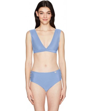 Women's Smoothies Retro Solid High Rise Strappy Bikini Bottom Swimsuit - Storm - CR18HW6CRZN $53.18-Sets