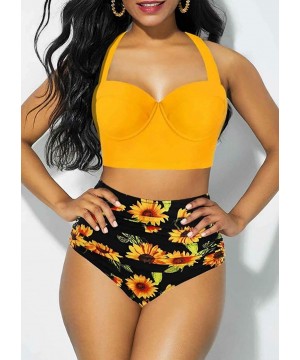 Bikini Swimsuit for Women Two Piece Swimsuits Halter Bikini Set with Boyshort Athletic Bathing Suit - Color-29 - CB190G87CTR ...