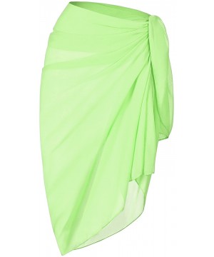 Women's Beach Cover Up Sarong Dress Pareo Wrap Chiffon - Solid-yellowish Green - CJ194A6KXYU $9.56-Cover-Ups