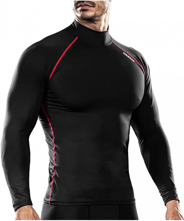 UV Sun Protection Long Sleeve Top Shirts Skins Tee Compression Base Layer - Black(red Line) - C417YT79UYS $11.75-Rash Guards