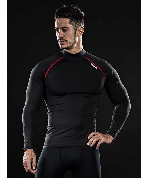 UV Sun Protection Long Sleeve Top Shirts Skins Tee Compression Base Layer - Black(red Line) - C417YT79UYS $11.75-Rash Guards