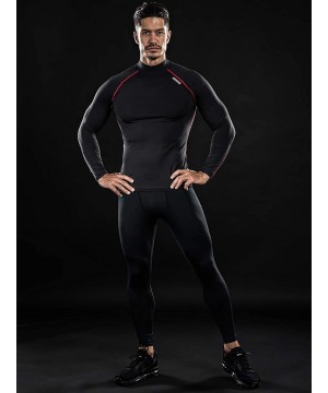 UV Sun Protection Long Sleeve Top Shirts Skins Tee Compression Base Layer - Black(red Line) - C417YT79UYS $11.75-Rash Guards