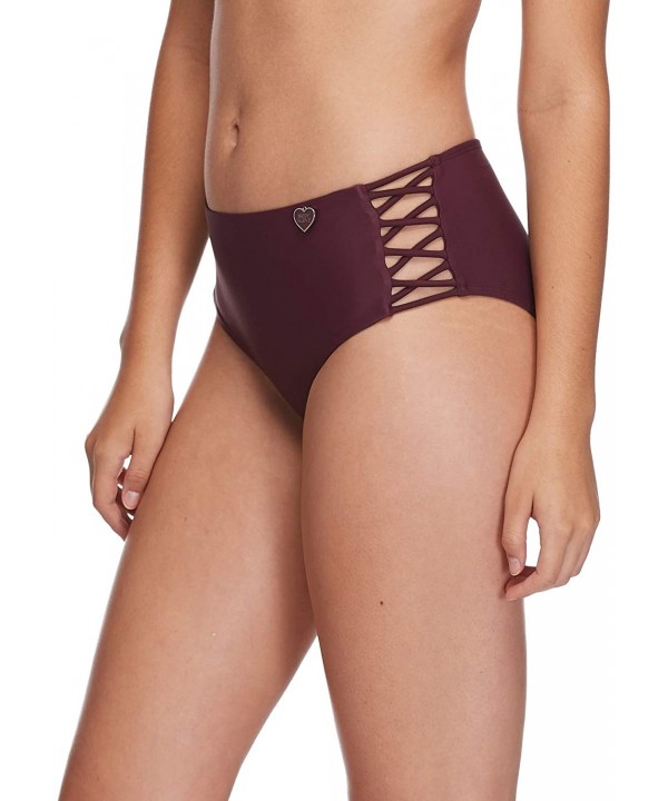 Women's Smoothies Retro Solid High Rise Strappy Bikini Bottom Swimsuit - Porto - CB180SMD7LM $27.80-Tankinis