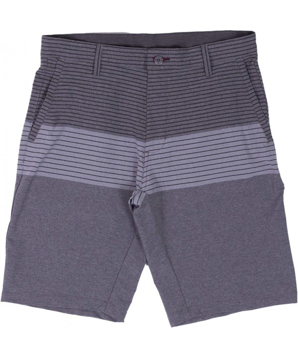 Hybrid Shorts for Men Quick Dry Stretch Lightweight Golf Plaid Short/Boardshort - Grey Stripe - CX12NZHJEJ4 $26.57-Trunks