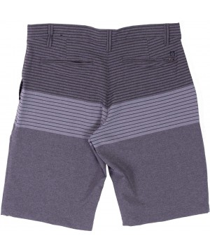 Hybrid Shorts for Men Quick Dry Stretch Lightweight Golf Plaid Short/Boardshort - Grey Stripe - CX12NZHJEJ4 $26.57-Trunks