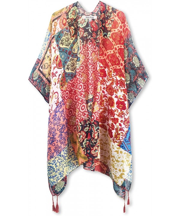 Women's Beach Cover up Swimsuit Kimono Cardigan with Bohemian Floral Print - A Bohemian Rhapsody - C1199U2UE89 $22.95-Cover-Ups