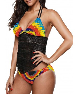 Women's Fashion Tie Dye Cute Two Piece Tankini Sets Swimsuits - 01-tie Dye-yellow - CP199XYT77U $24.74-Racing