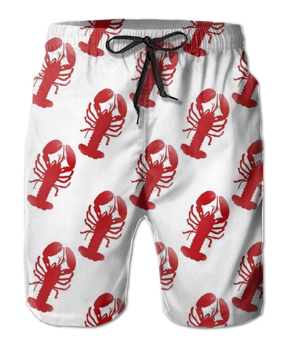 Mens Swim Trunks Quick Dry Beach Shorts Drawstring Waist Surf Shorts (Lobster Red-XXL) - Lobster Red - C319E850RW7 $21.49-Trunks