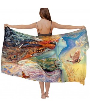 Women Fashion Shawl Wrap Summer Vacation Beach Towels Swimsuit Cover Up - Fairy Angel Art Colorful - CX190HINCU9 $27.01-Cover...