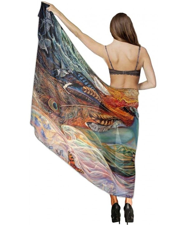 Women Fashion Shawl Wrap Summer Vacation Beach Towels Swimsuit Cover Up - Fairy Angel Art Colorful - CX190HINCU9 $27.01-Cover...