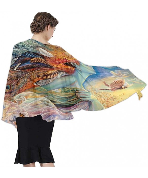 Women Fashion Shawl Wrap Summer Vacation Beach Towels Swimsuit Cover Up - Fairy Angel Art Colorful - CX190HINCU9 $27.01-Cover...