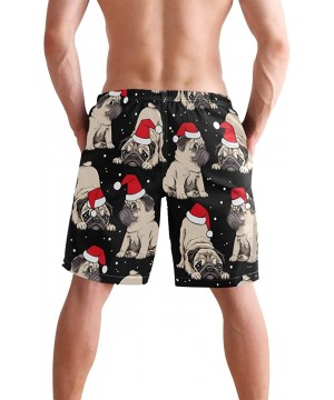 Mens Swim Trunks Skull Cacti Cactus Beach Board Shorts - Puppies Pugs in Santa's Red Cap - CQ18NX8G26R $22.81-Racing