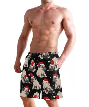 Mens Swim Trunks Skull Cacti Cactus Beach Board Shorts - Puppies Pugs in Santa's Red Cap - CQ18NX8G26R $22.81-Racing