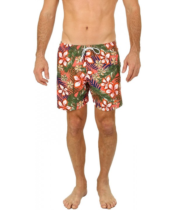 Men's Swim Shorts Dry Fast Microfiber Trunks Surf - Maui Coral - CC11VXWTSNB $17.26-Trunks