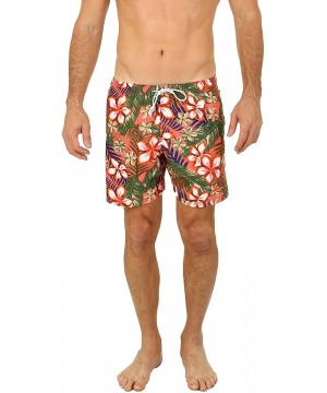 Men's Swim Shorts Dry Fast Microfiber Trunks Surf - Maui Coral - CC11VXWTSNB $17.26-Trunks