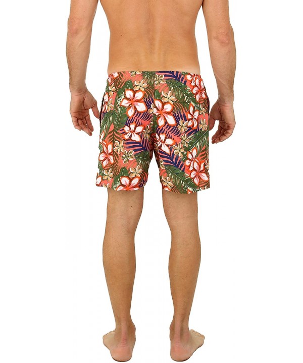 Men's Swim Shorts Dry Fast Microfiber Trunks Surf - Maui Coral - CC11VXWTSNB $17.26-Trunks