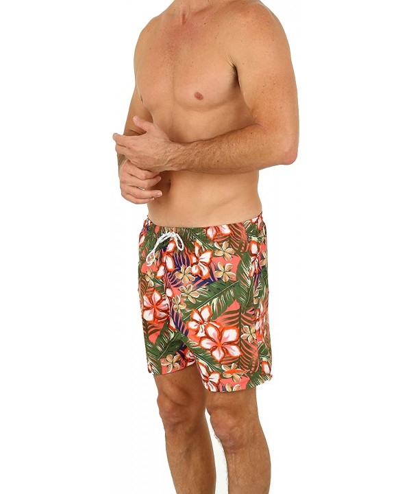 Men's Swim Shorts Dry Fast Microfiber Trunks Surf - Maui Coral - CC11VXWTSNB $17.26-Trunks