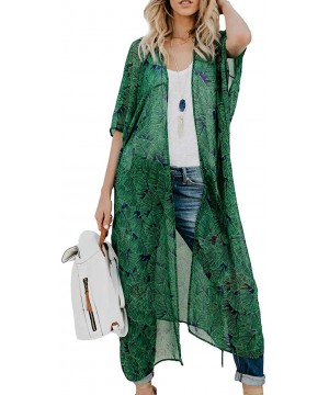 Women's Beach Cover up Swimsuit Kimono Casual Cardigan with Bohemian Floral Print - P2 - C7194CWITKG $13.74-Cover-Ups