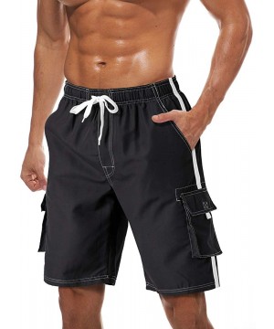 Men's Summer Quick Dry Swim Trunks Bathing Suit Shorts with Lining Men - 2 Black - C718OZ73NA9 $21.51-Board Shorts